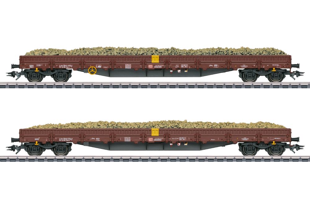 2er Set Niederbordwagen mit Schotterladung, DBAG, Ep.VI